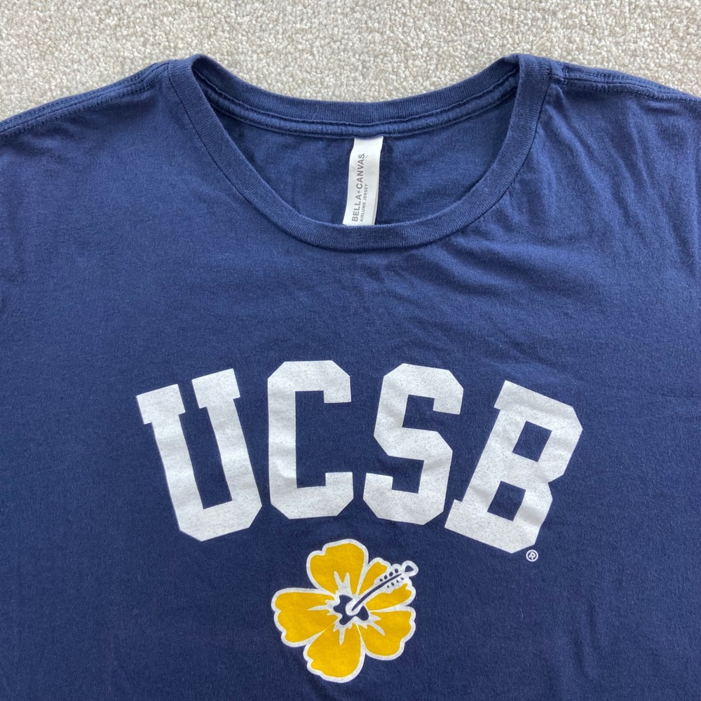 UCSB T-Shirt Women XL Navy Blue Hibiscus Graphic Tee